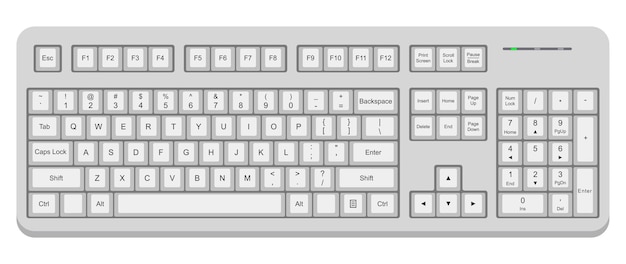 Vector white computer qwerty keyboard. simple flat vector illustration isolated on white background