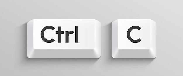 Vector white ctrl and c keyboard keys representing the copy command