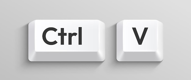 Vector white ctrl and c keyboard keys representing the copy command