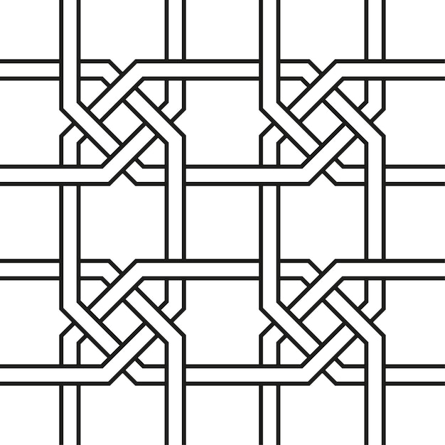 Vector white knot pattern interwoven linear structure abstract square form vector minimal design