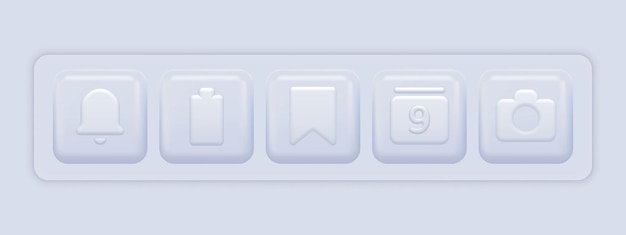 Vector white mini set of 3d icons. vector illustration