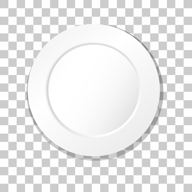 Vector white plain plate on transparent background