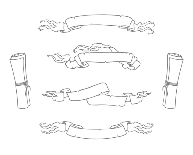 Vector white ribbons ancient scrolls space for header vector graphic