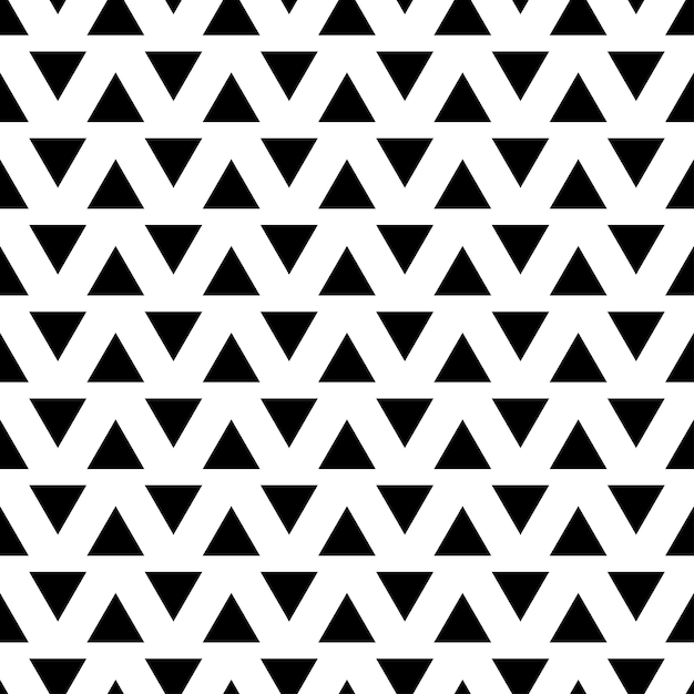 Vector white seamless pattern with black triangles.