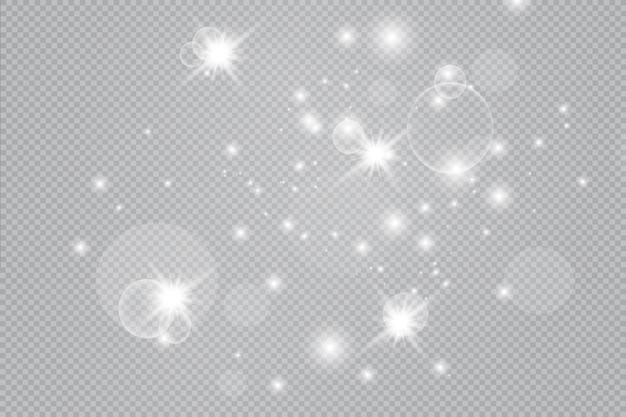 Vector white sparks with special light.  sparkling magical dust particles.