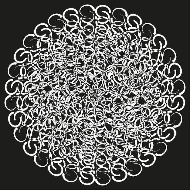 Vector white swirl cluster dense loop orb spiral ball vector dark square background