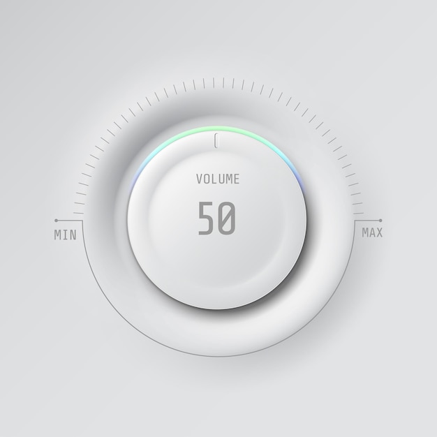 Vector white volume button minimalistic neumorphism style modern ui interface element for application website virtual shytezier