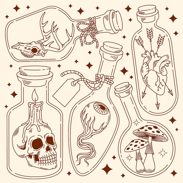 Vector wild stuff in a bottle illustration