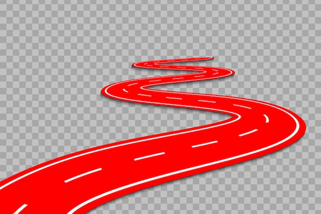 Vector winding road on transparent