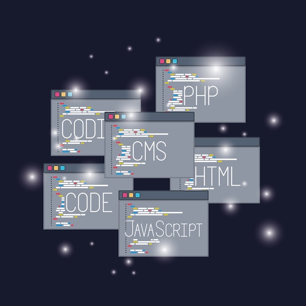 Vector windows with web programming language codes