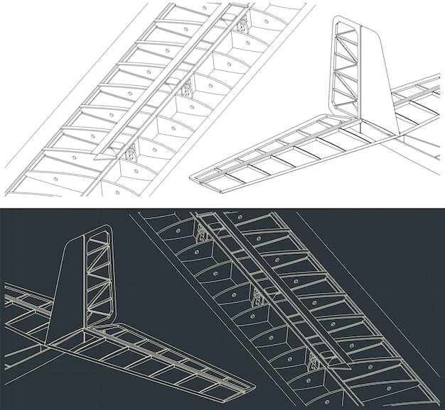 Vector wing and tail blueprints of the glider