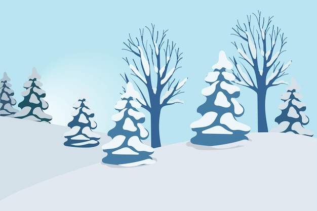Vector winter forest landscape