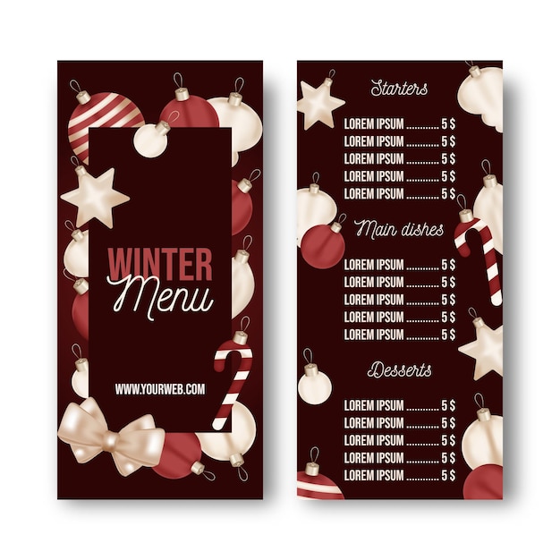 Vector winter menu restaurant template isolated