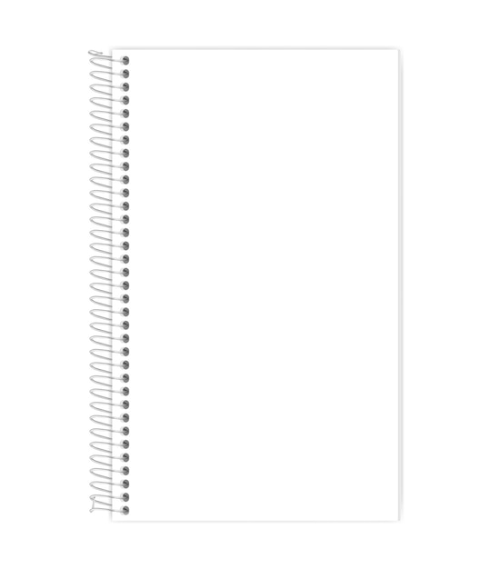 Vector wire bound empty notebook template. spiral coil spring blank notepad vector mock-up