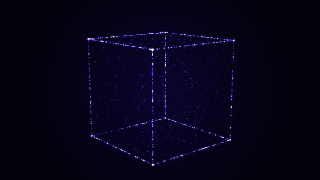 Vector wireframe cubes from different sides vector abstract geometric 3d objects technology block chain network connection
