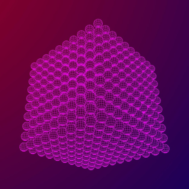 Vector wireframe mesh cube make with many small spheres connection structure digital data