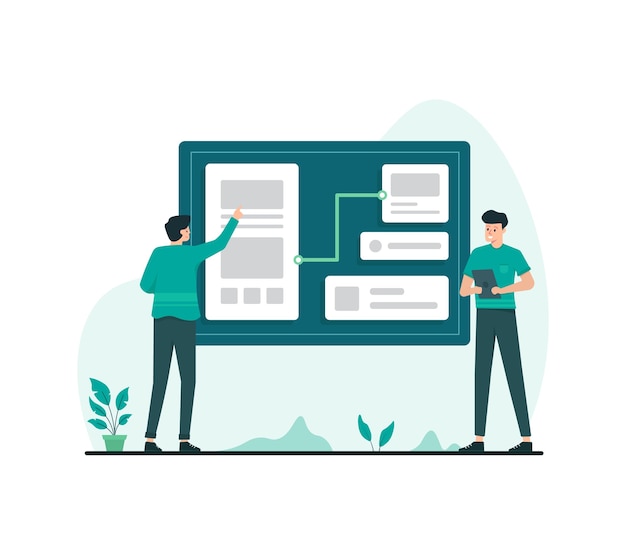 Vector wireframe and prototype flat illustration