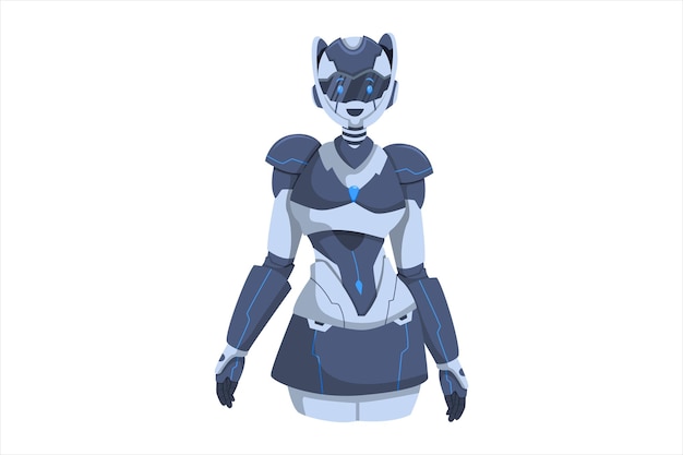 Vector woman robot character design illustration