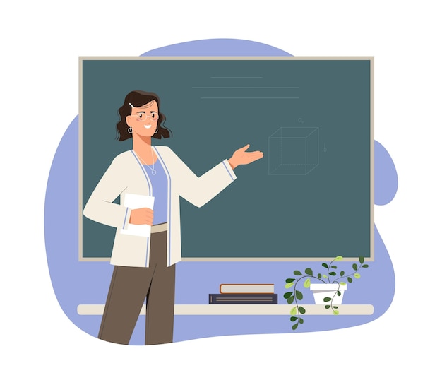 Vector woman teacher at classroom