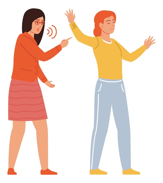 Vector women arguing bad communication concept conversation problem isolated on white background