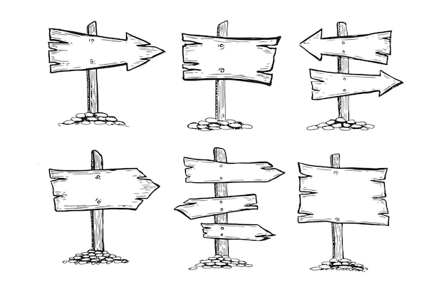 Vector wooden pointer hand drawn illustration