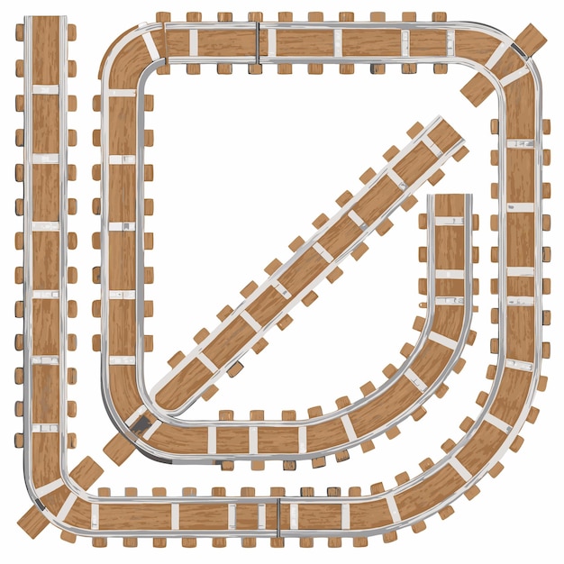 Vector wooden train track set