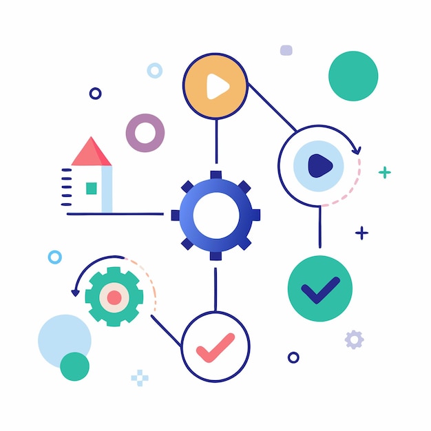 Vector workflow diagram for synergy and collaboration