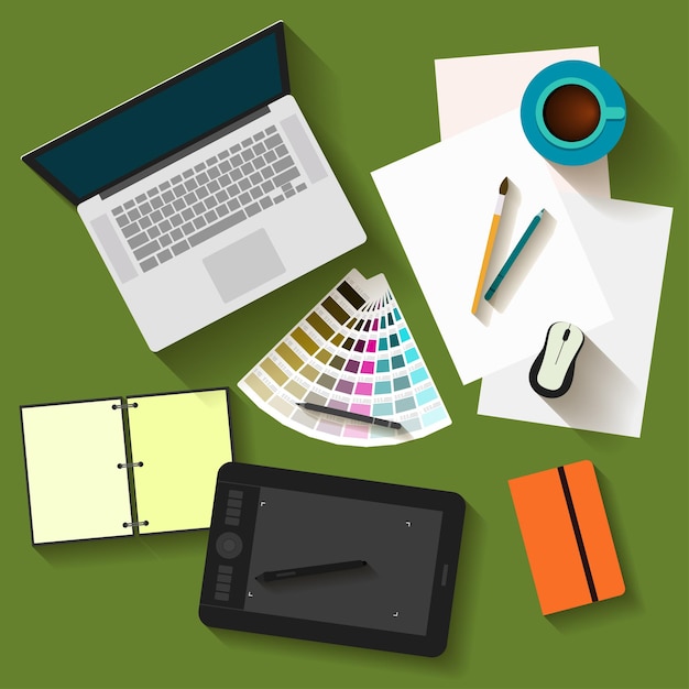 Vector workplace organization graphic pattern background in flat style