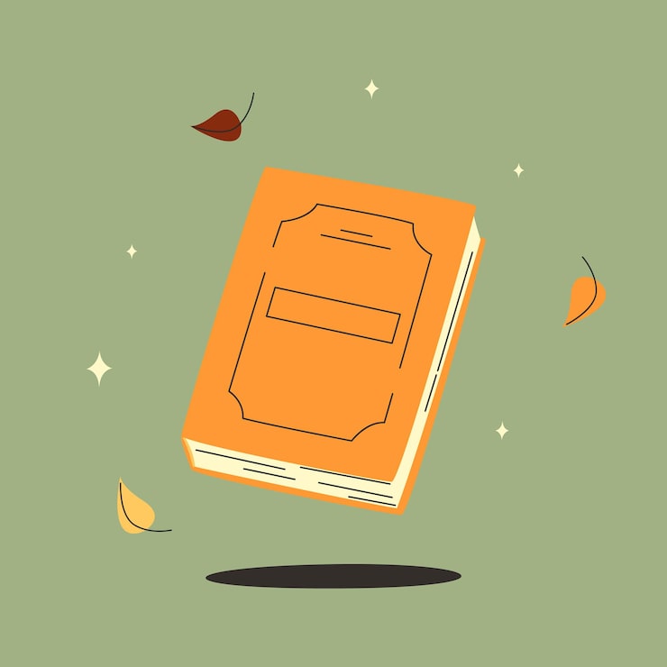 Vector world book day one book isolated with stars and flying leaves hand drawn educational vector illust