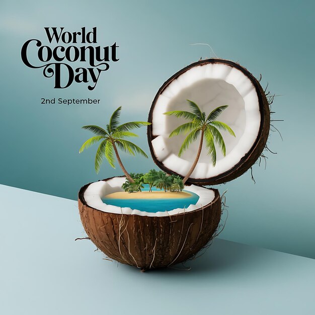 Vector world coconut day celebration poster vector image illustration