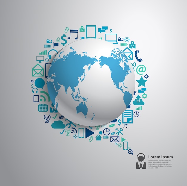 Vector world globe with app icon