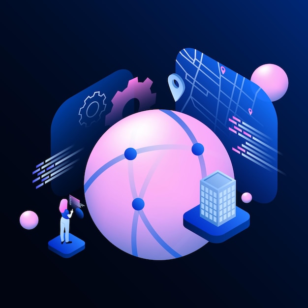 Vector world map for metaverse illustration the metaworld revolves around a globe