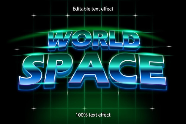 Vector world space editable text effect retro style