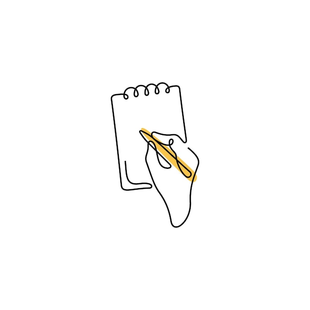Vector writing hand continuous line icon