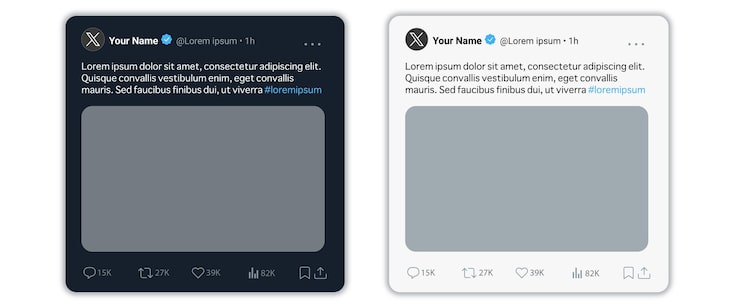 Vector x twitter post mockup tweet frame template for news events with editable text and blank avatar