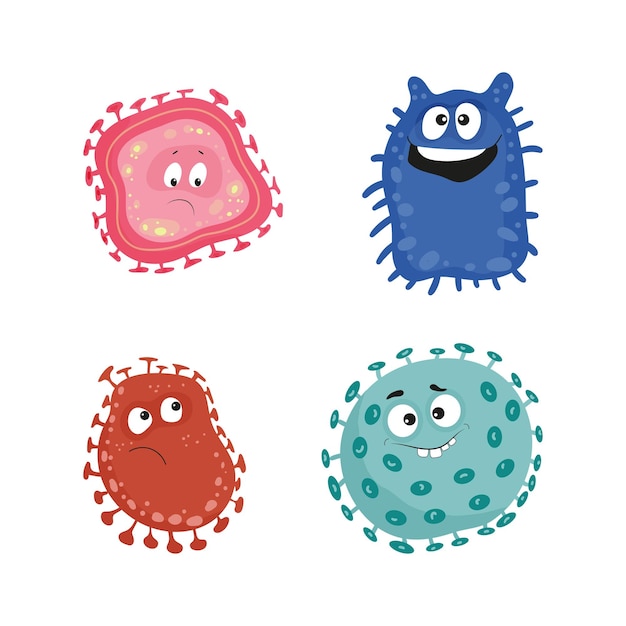 Vector xaset of bacteria with emotions
