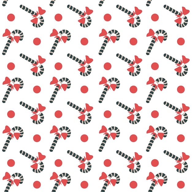 Vector xmas candy sticks with ribbon bows seamless vector
