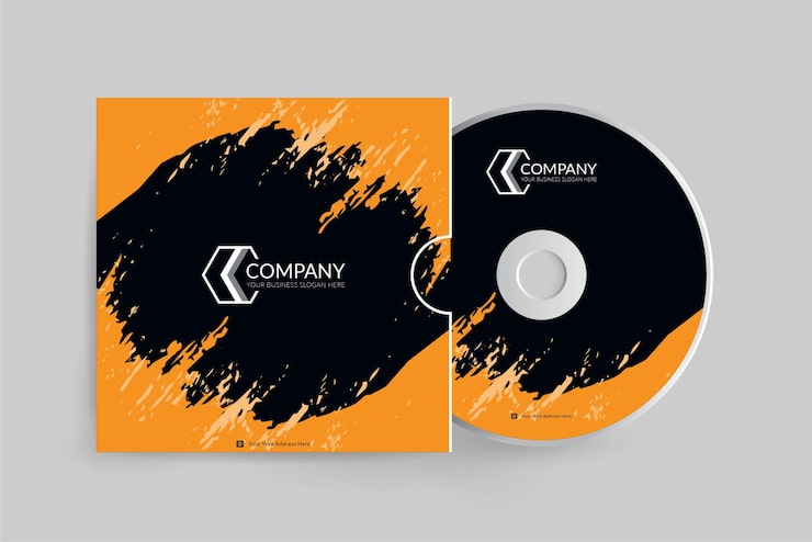 Vector yellow color splatter texture cd cover design