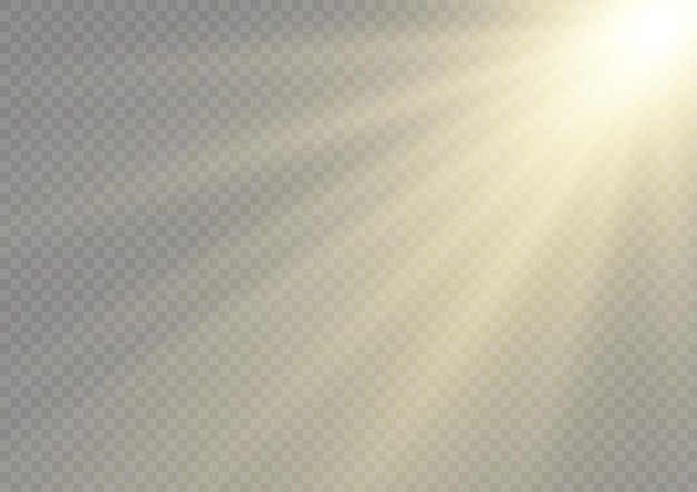 Vector yellow explode sun rays sunlight realistic light effect sparkle flash star gold spotlight vector