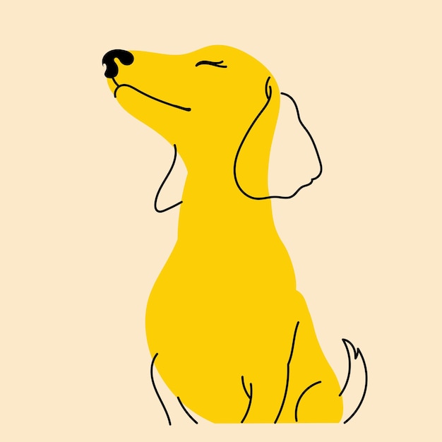 Vector yellow fancy dog puppy avatar badge poster logo templates print vector illustration in flat