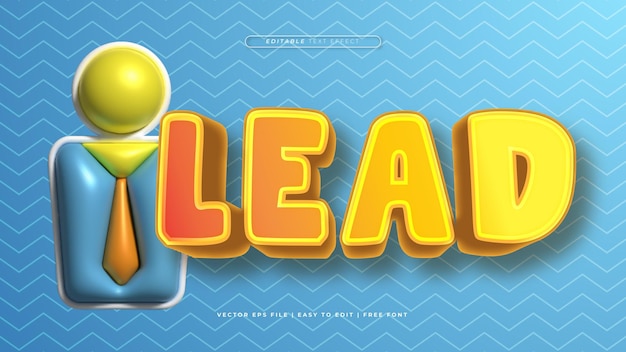 Vector yellow orange and blue lead 3d editable text effect font style