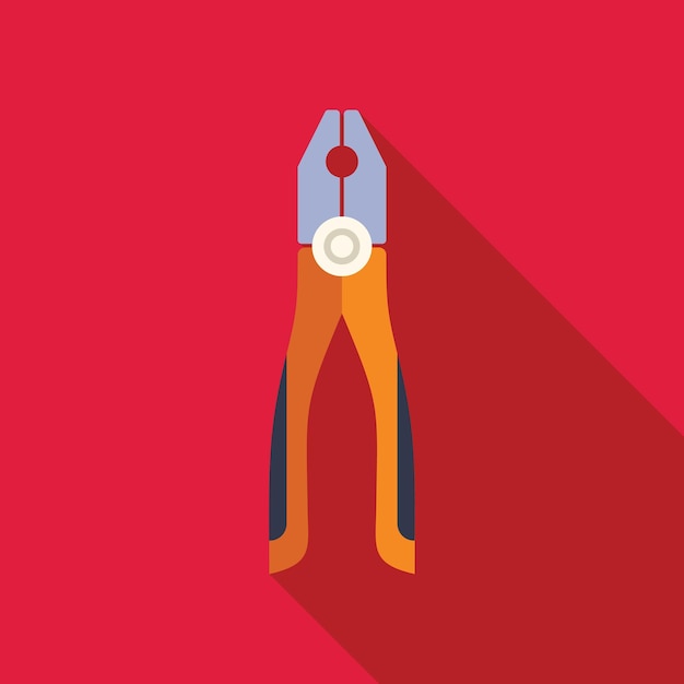 Vector yellow pliers tool lying on a red background