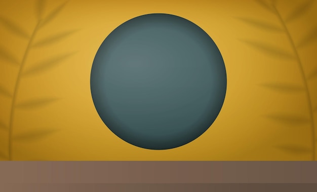 Vector yellow room with empty shelf.  leaf shadows.