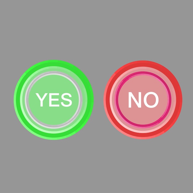 Vector yes and no icon button 3d illustration