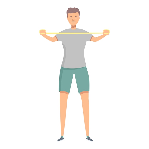 Vector young athlete is working out using a resistance band