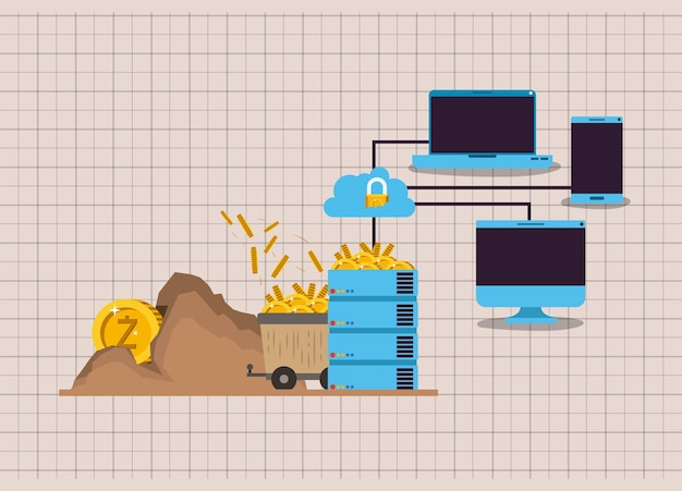 Vector zcash mining set icons