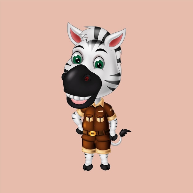 Vector zebra cartoon posing vector isolated