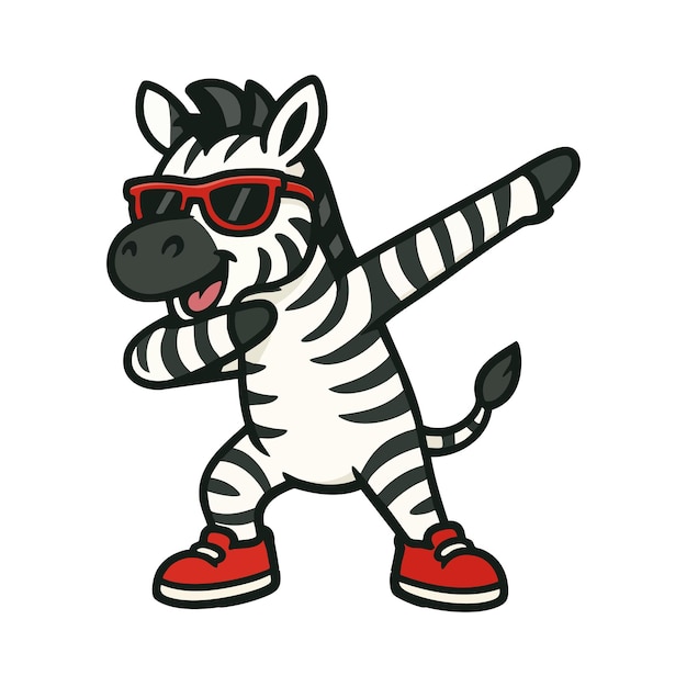 Vector zebra wearing sunglasses doing the dab pose